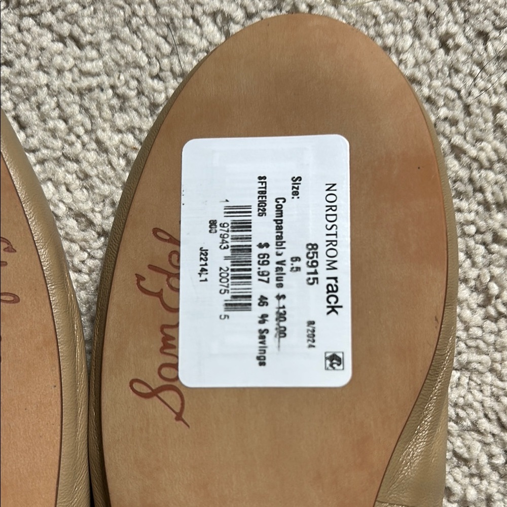 Sam Edelman Tan Suede Flats with Bow Detail - Picture 3 of 5